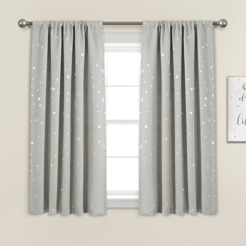 Star Room Darkening Pair, 52"W x 63"L, Light Gray