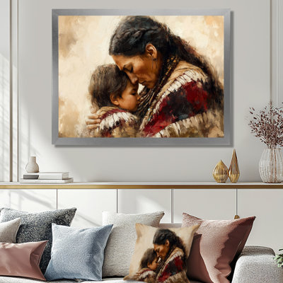 Native Cherokee Mother Comforting Her Child - Native American Art Large Wall Art