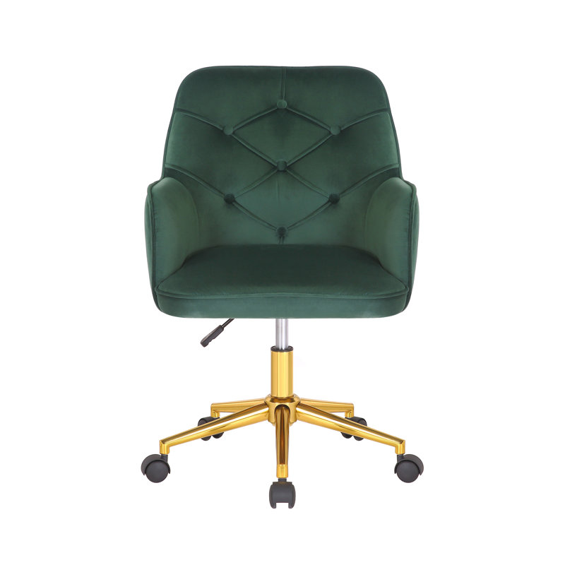 Chaise de bureau en velours Samatha, Velours vert