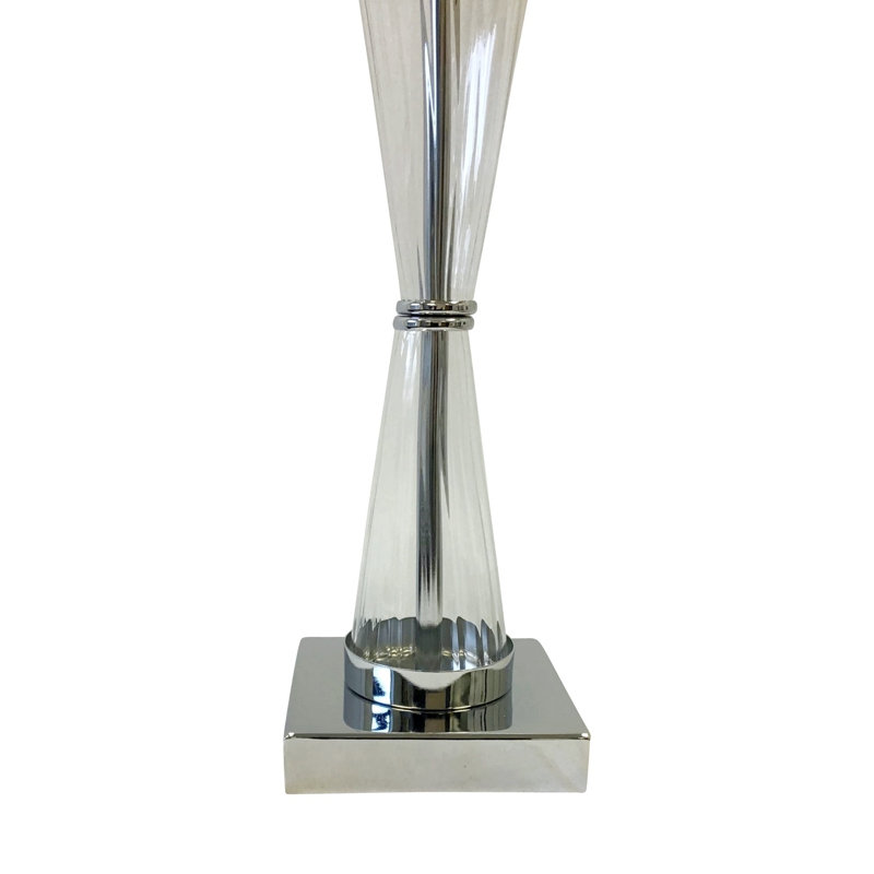 Duncansville Metal Table Lamp, White, Polished Chrome