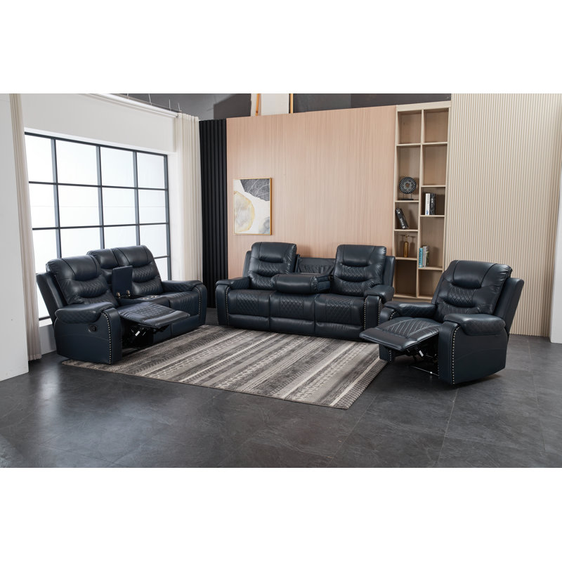  Ensemble de fauteuils inclinables en cuir 3 pièces (canapé, causeuse, fauteuil), meubles inclinables modernes pour le salon / cinéma maison / bureau