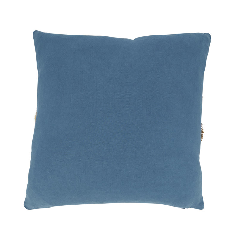Housse de coussin en coton brodé bleu l 18 po x L 18 po 