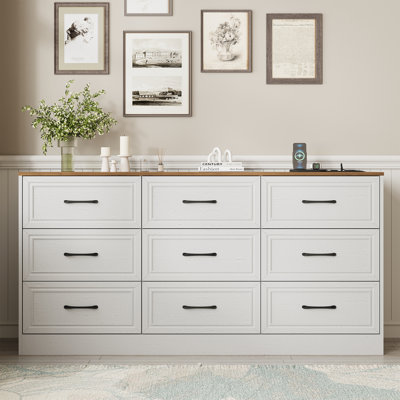 9 Drawer Wide Dresser For Bedroom