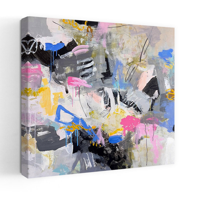 Cotton Candy Mountain, art contemporain abstrait, H 18 po x l 18 po