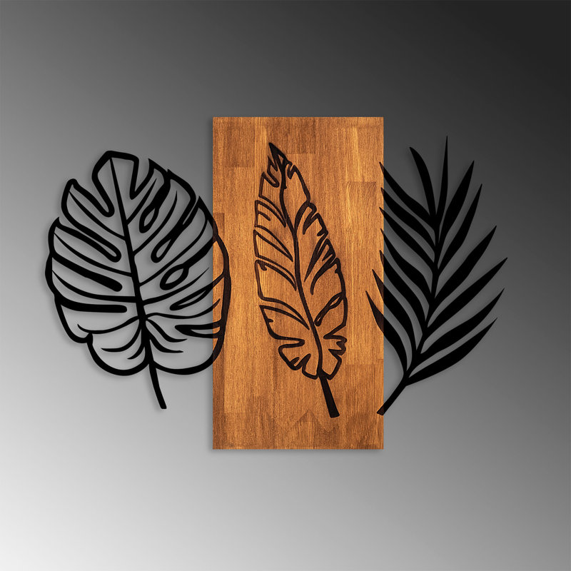 Elegant Wooden Wall Decor, 22.8 x 31.5 Inches | 100% Real Walnut with Black Metal Accents, 0.8-Inch Thickness | Unique Texture & Color Variations, Perfect for Living Room, Bedroom, or Office | Easy Wall Mounting