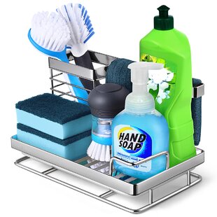 Cheers US Kitchen Sink Caddy Organizer, Sponge Holder with Drain Pan for  Sponges, Soap, Kitchen, Bathroom