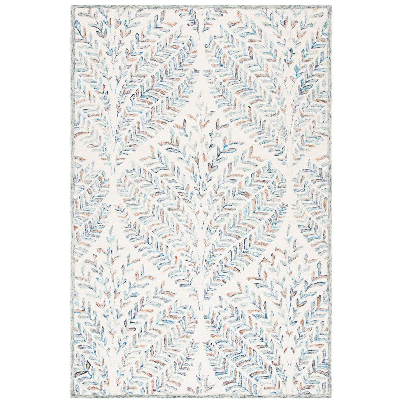 Andresky Hand Tufted Wool Rug, Rectangle 61 x 91 cm, Blue/White