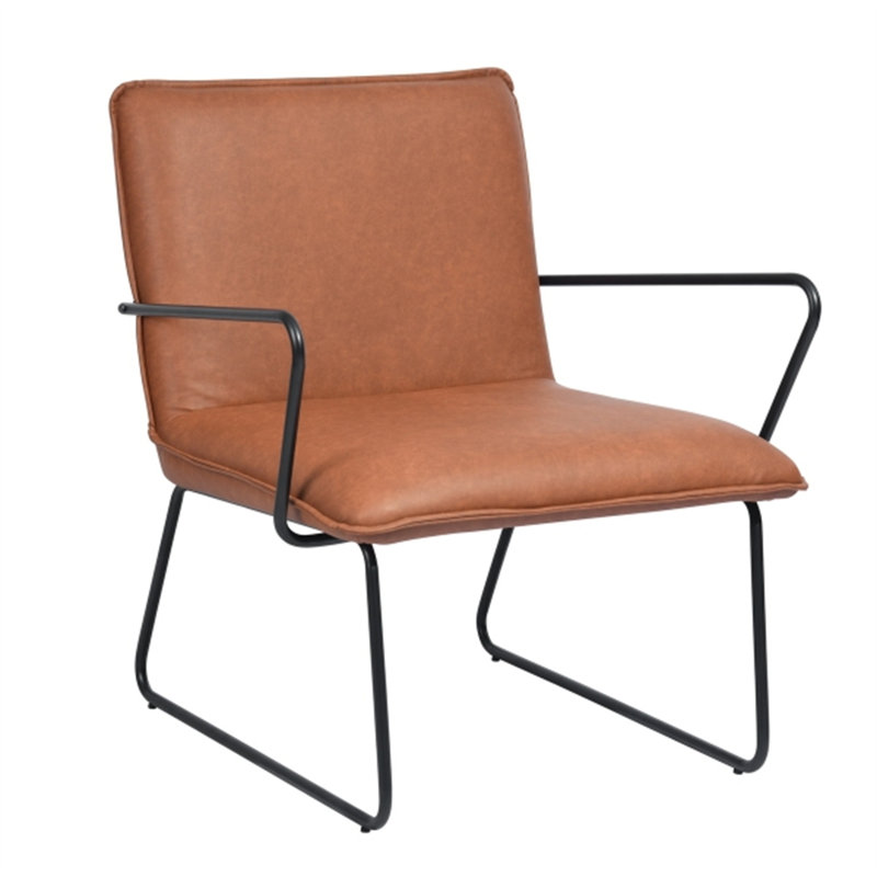 Chaise longue de 29,1 po de largeur, Similicuir brun