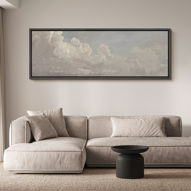 «Billowing Clouds Classic Sky Nature Landscape», reproduction d'art sur toile, H 20 po x l 60 po, Noir, noir, noir, noir
