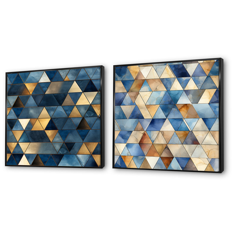 Dailonis - Ensemble de 2 reproductions d'art abstrait, Cadre noir, H 16 po x l 33 po x P 1 po