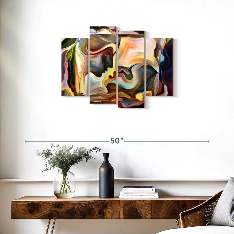 «Passionate Moment», ensemble de 4 toiles abstraites sur toile, H 22 po x l 36 po x P 1 po