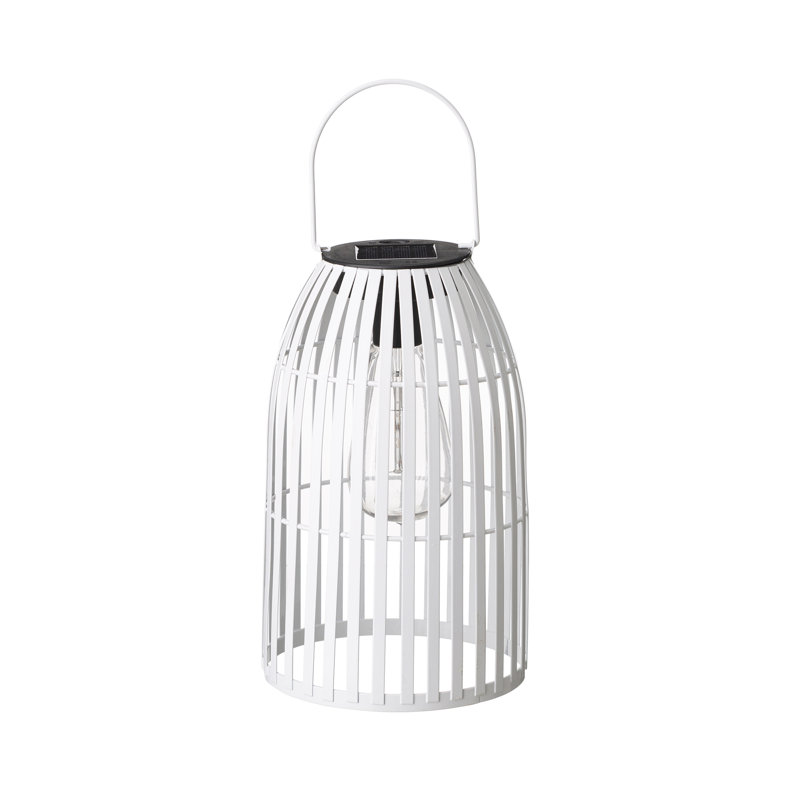 Nyota 9.75" Metal Woven Solar Powered  Outdoor Hanging Lantern, White