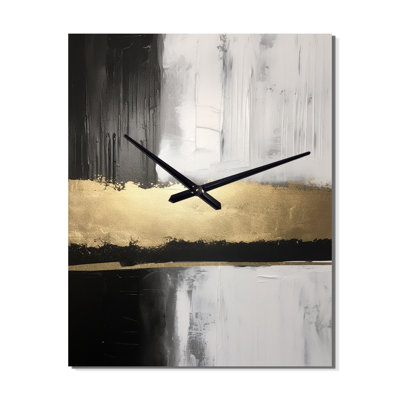 Horizontal Dimensions Abstract Gold Black IV - Abstract Painting Modern Wall Clock