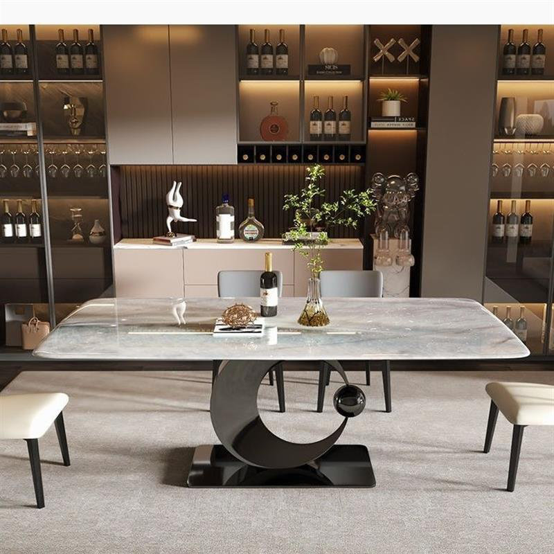 Modern Rectangular Rock Slab Dining Table Sets