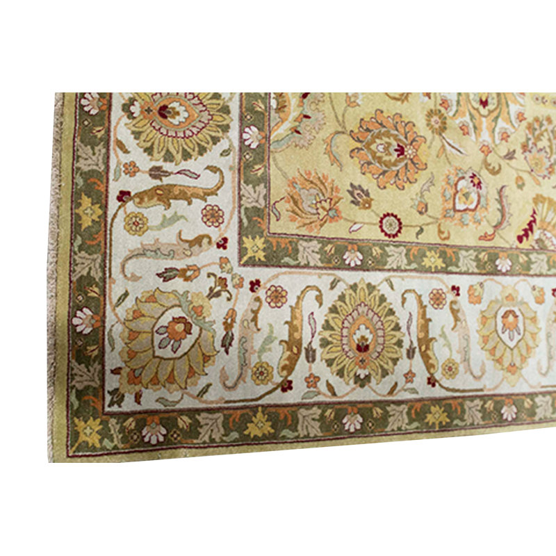 Tapis doré et ivoire de haute qualité noué à la main
