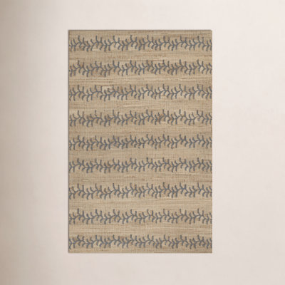 Adoria Blue Hand-Woven Striped Jute Rug