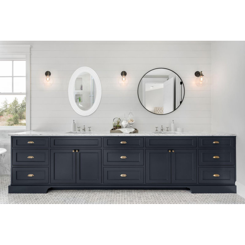 Busey Ribbed Oval Framed Accent Mirror, White