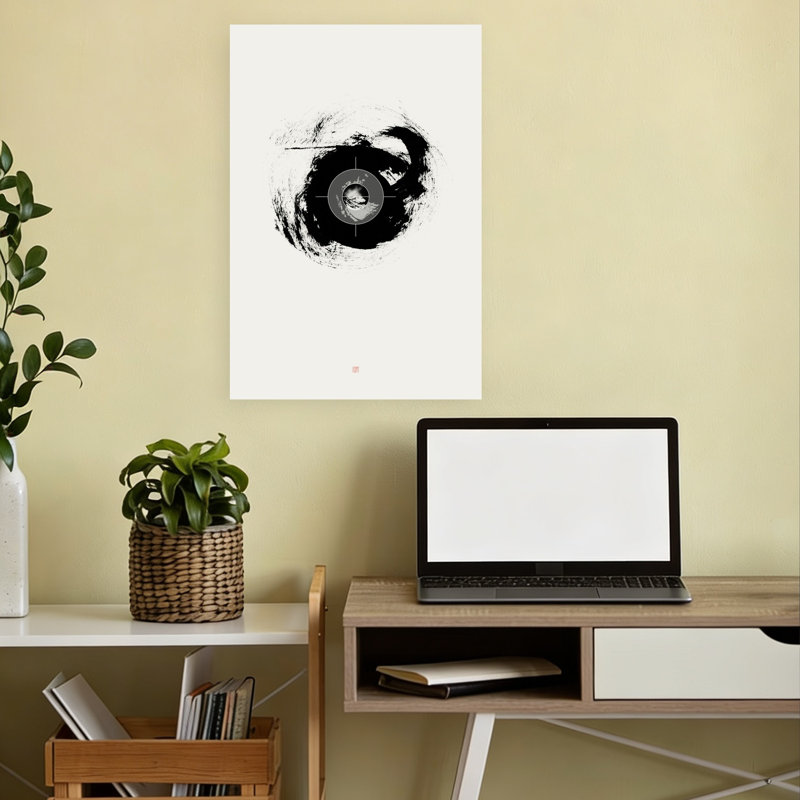 Art abstrait abstrait abstrait contemporain "Enso", 18" H x 12" W
