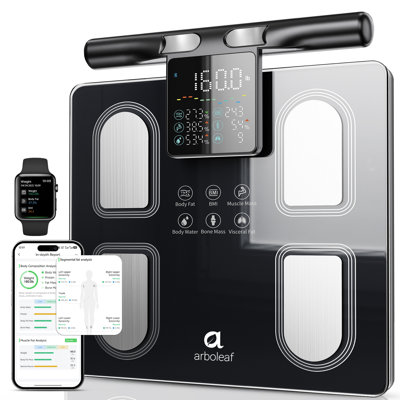 Smart Bathroom Scale With Sensory Handle-8-Electrode High Precision Body Composition Monitor- 50+ Metrics, LED Display, BMI, Muscle & Fat Measurement, Compatible For Apple Health And Android Health, For Gym And Home Use