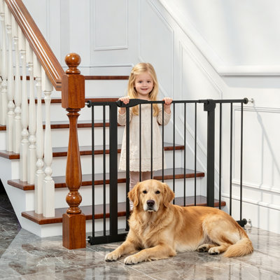 Barrière pour bébé de 29,5 à 44,1 po de large pour les escaliers, barrière pour chien d'intérieur pour les portes, barrière de sécurité pour animaux sans perçage pour enfants, barrière de sécurité à accès facile, noir