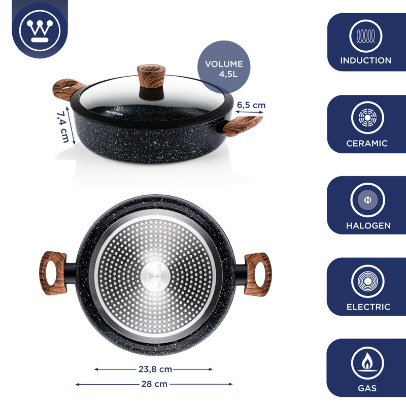 Westinghouse Non-Stick Aluminium Round Casserole Dish, 4.06 L, 28 cm