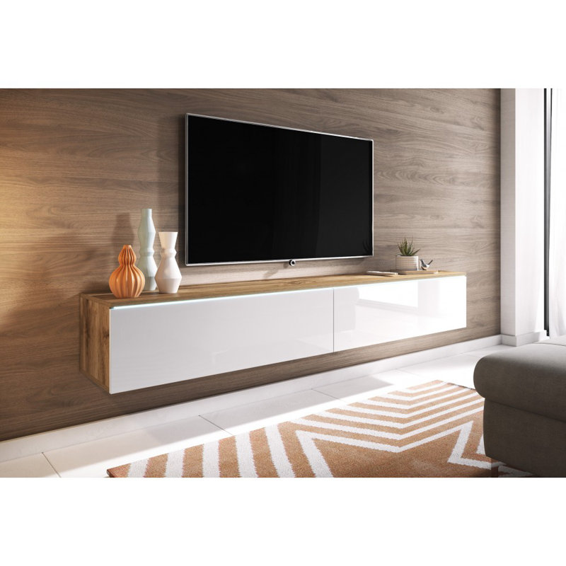Doyal Floating TV Stand for TVs up to 78", Oak/White
