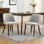Wooden Dining Chairs Set of 2, Upholstered Kitchen Dining Room Chairs with Padded Seat and Wood Legs, Modern Fabric Side Dinner Chair for Kitchen, Dining Room, Restaurant, Cafe, Grey