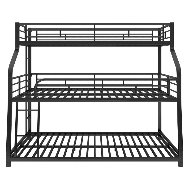 Triple Bunk Bed with Twin XL, Full XL & Queen, Metal Frame, Guardrails & Ladders – Space-Saving
