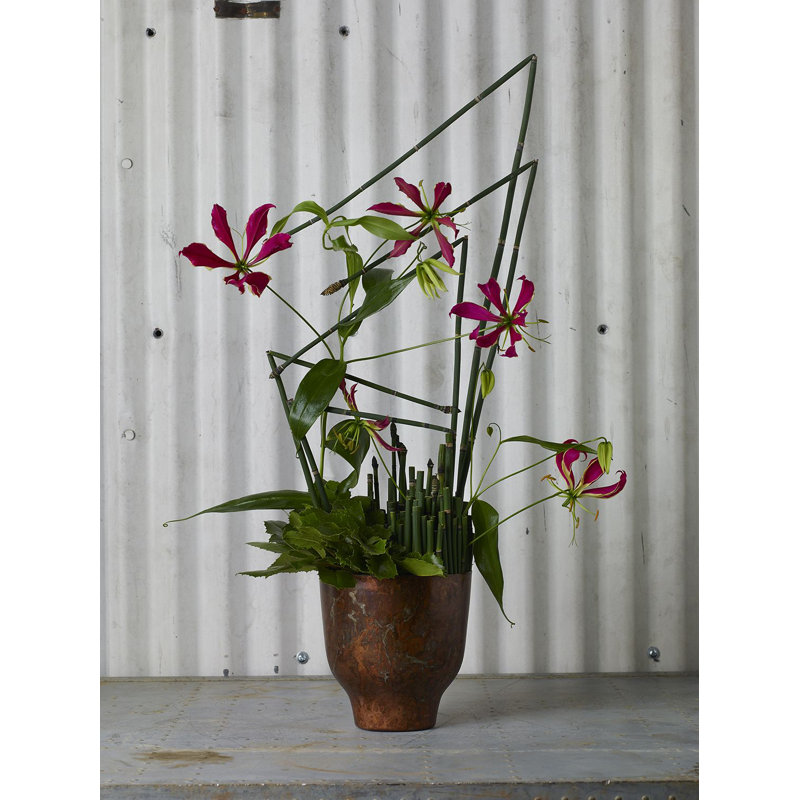 Pot à fleurs en métal Rediet Asbury, H 7 po x l 6,5 po x P 6,5 po