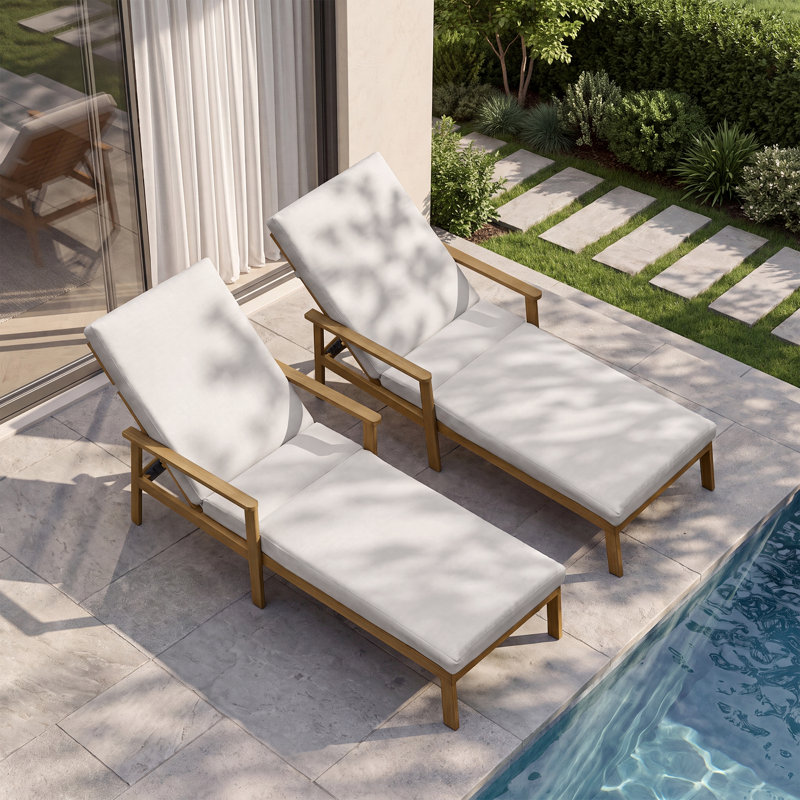SeeHill Pool Lounge Chair, Aluminum Outdoor Chaise Lounge with Thick Cushion, Outdoor Lounger Pool Furniture with 6-Position Adjustable Backrest, Patio Lounge Chair for Outside, Deck