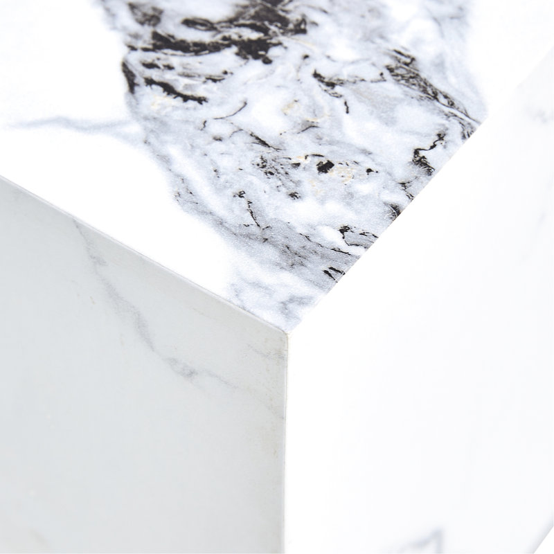 Élégante table basse blanche de 39,99 po x 23,7 po x 11,87 po avec élément en marbre, charme de table, blanc et attrayant