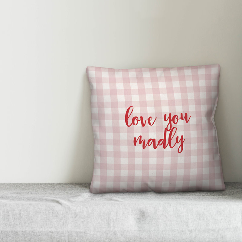 Plaid Throw Pillow, Pink/Red, Pillow Cover