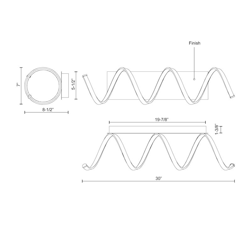 Black Aluminum Helical Dimmable Wall Sconce