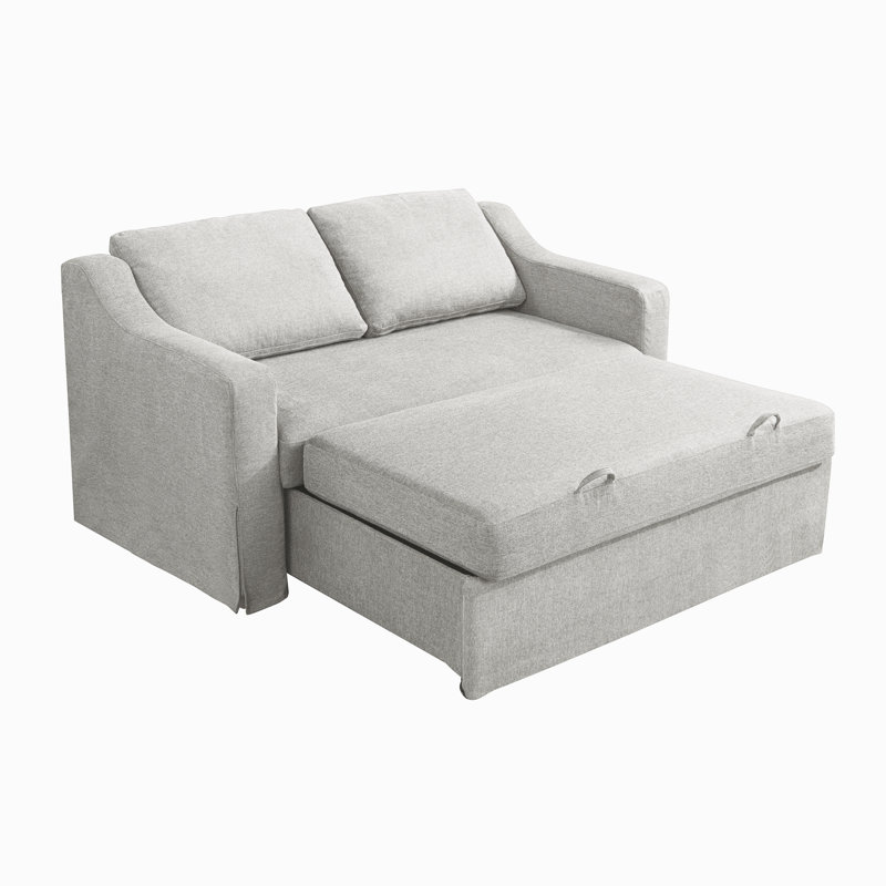 Serta Harvey 66.1" Convertible Loveseat, Full-Size Sleeper, Easy Assembly, Textured Woven Fabric, Linen
