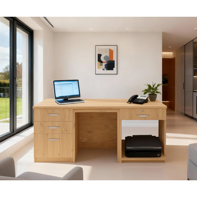 Walshaw Solid Wood Base Writing Desk, English Oak