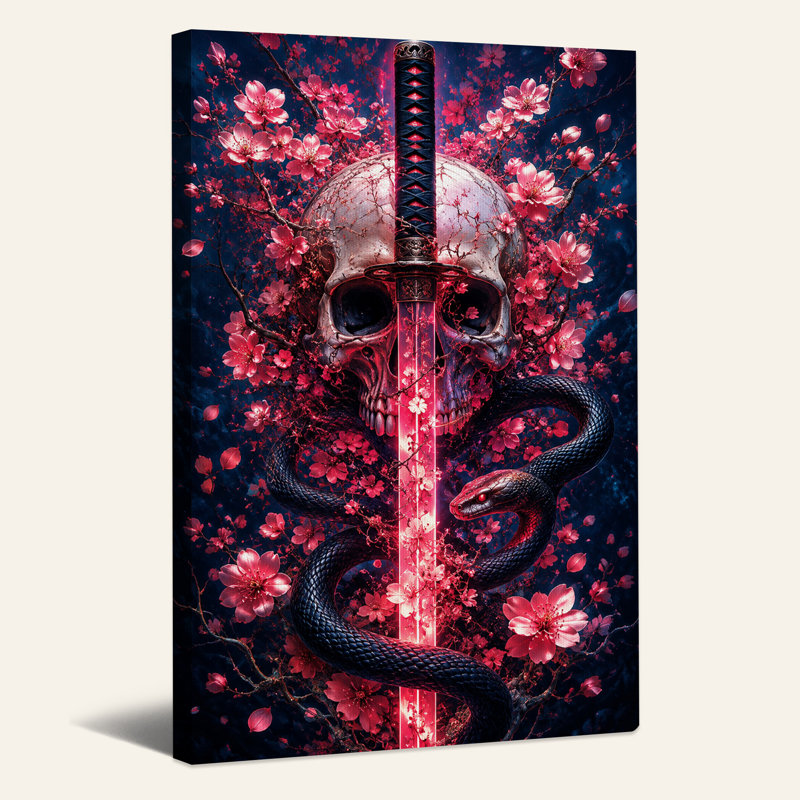 Toile d'Halloween rougeoyante «Katana», H 30 po x l 20 po