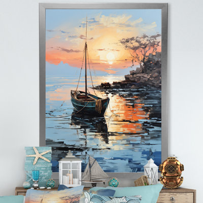 «Lake Fishers Boat Twilight II» - art mural bateau côtier