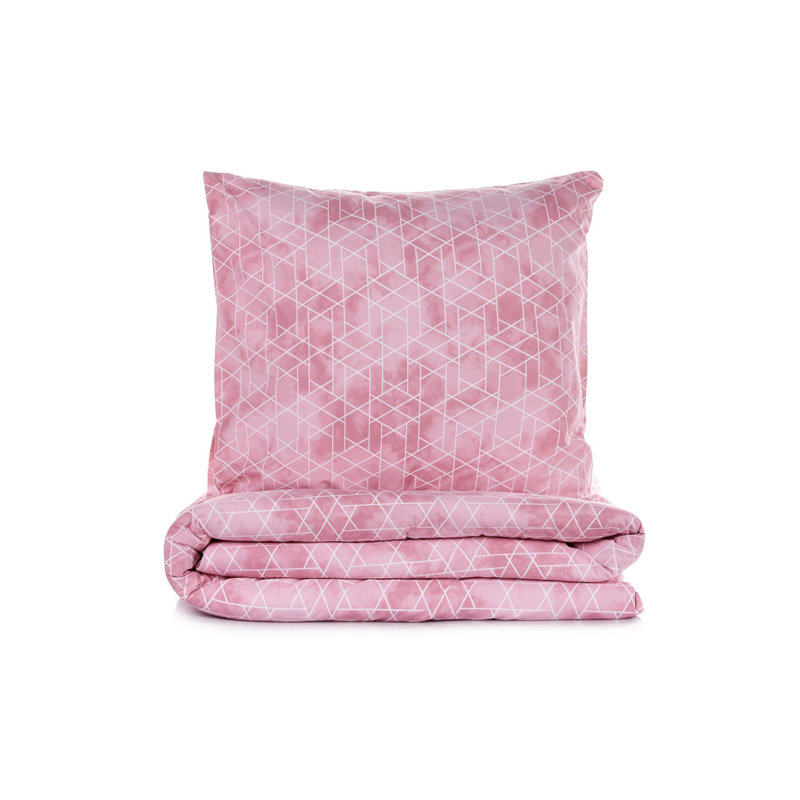 Luxurious King Quilt Cover Set, 100% Cotton Ranforce, Pink | Duvet Cover 94.5 x 86.6 inches & 2 Pillowcases 23.6 x 23.6 inches | Machine Washable, Pigment Printed, 145 Thread Count, Elegant Design with Button Closure