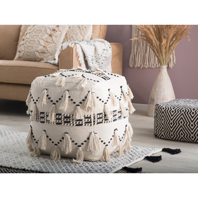 Koski 50cm Wide Square Geometric Pouf Ottoman