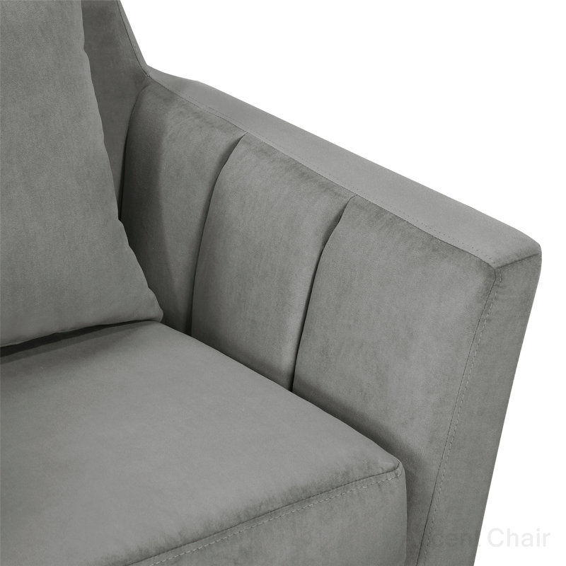 Lakhdar Upholstered Armchair, Gray Velvet