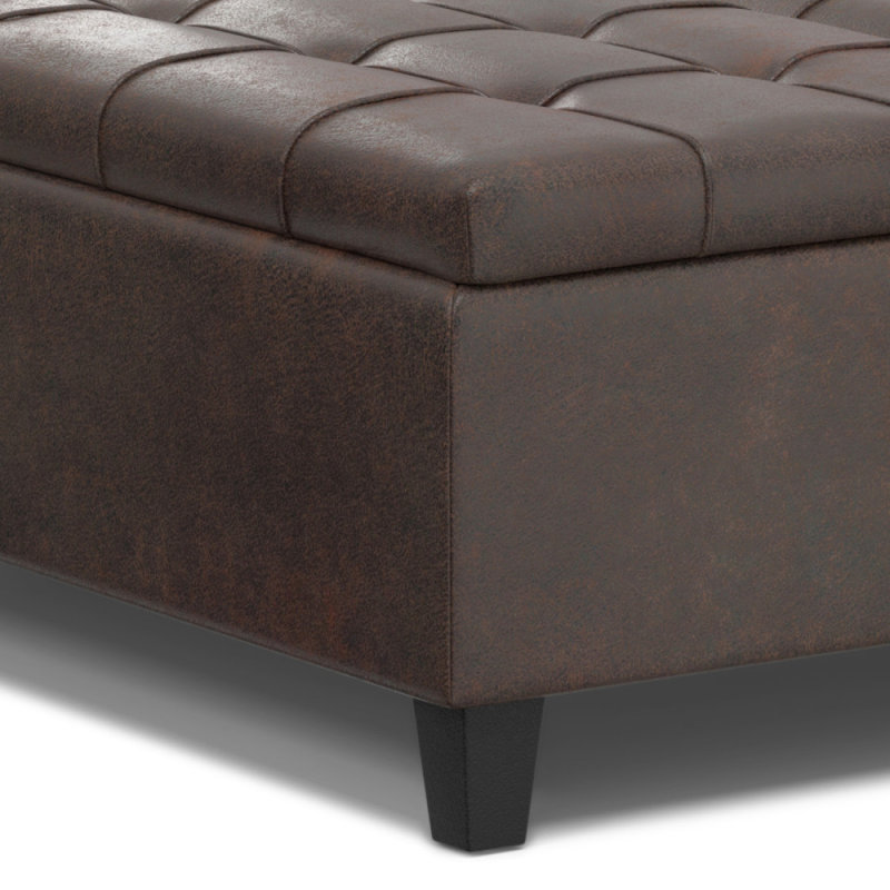 Table basse avec repose-pieds Harrison, H 16,5 po x L 30 po x l 30 po, Noir, noir, noir, noir