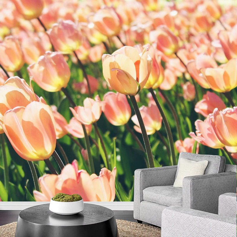 Fleur de tulipe rose éclatante, L 66 po x l 96 po