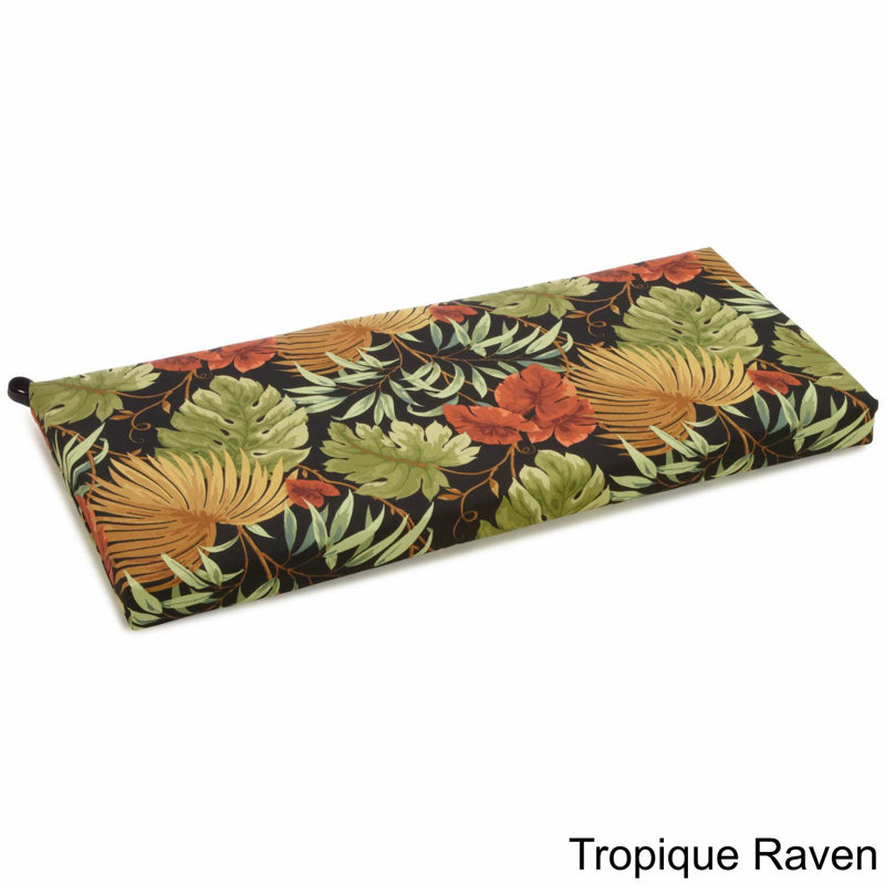 Outdoor 3'' Bench Seat Cushion, Tropique Raven, 42" W x 19" D