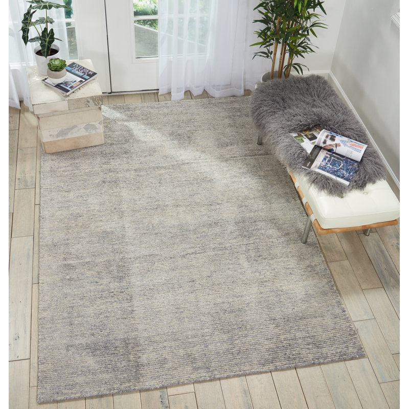 Tapis argenté touffeté à la main Zendejas, Rectangle 8 pi x 10 pi 6 po