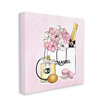 " Golden Perfume Flowered Fashion Shopping Bag Confectionary Macaroons " by Martina Pavlova