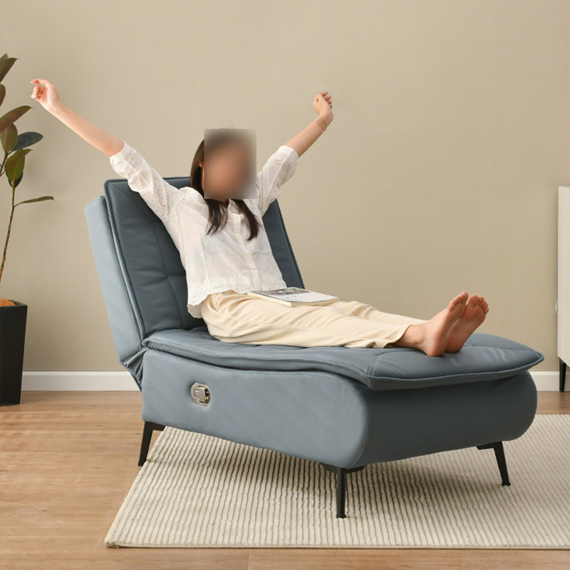 Fauteuil inclinable multifonctionnel en bois massif réglable, Bleu ciel