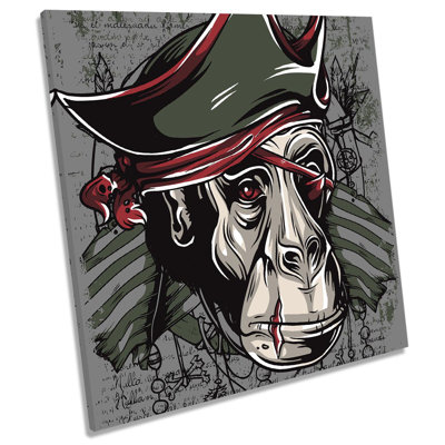 Monkey Pirate Hat - Wrapped Canvas Print
