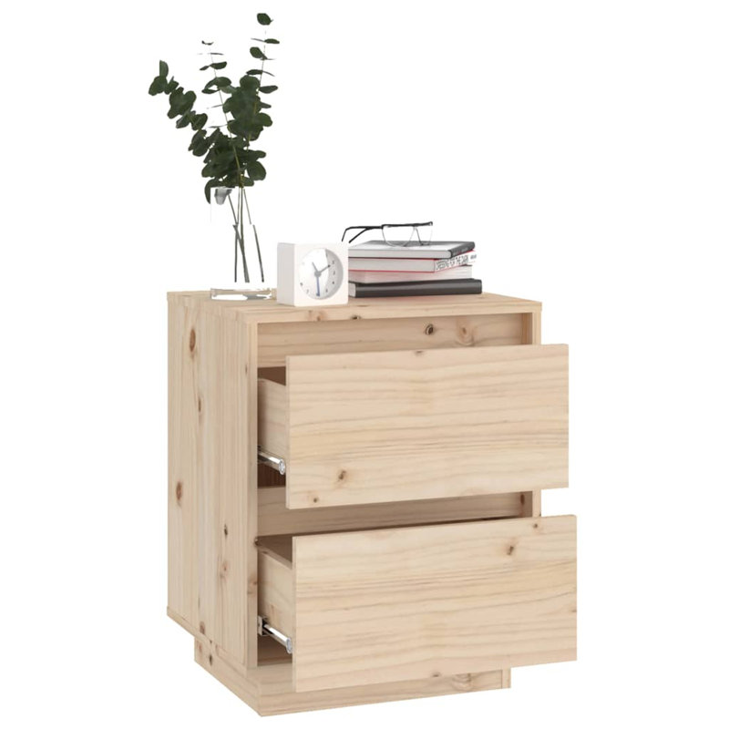 Garrell 40cm W Solid Wood Bedside Table, Oak, 1