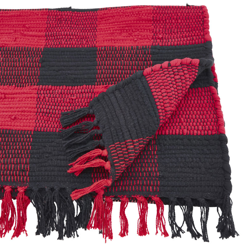 Red and Black Buffalo Plaid Cotton Table Runner