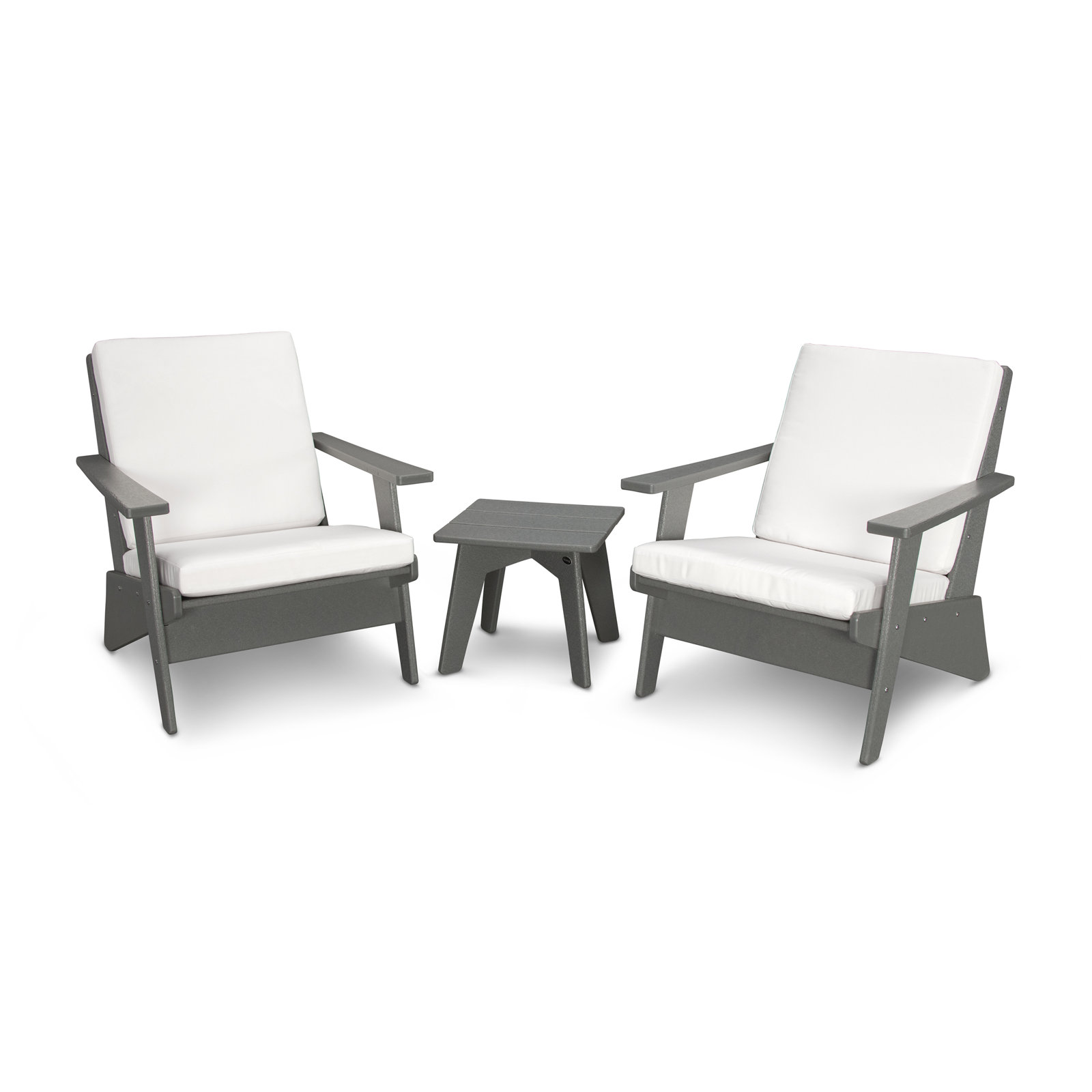 POLYWOOD® Riviera 2-Person Patio Seating Group, Natural, Slate Grey